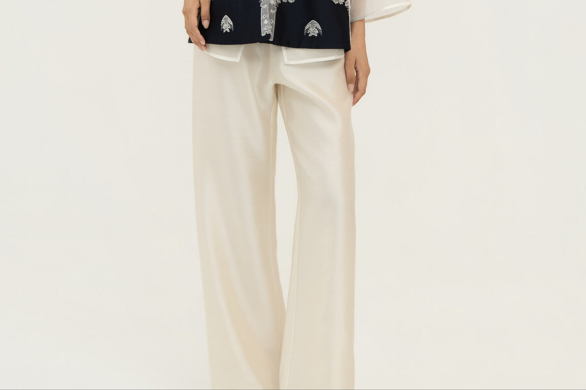 Silk Wool Wide-Leg Pants