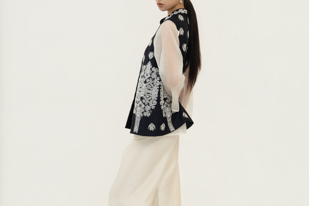 Embroidered Silk Wool Vest
