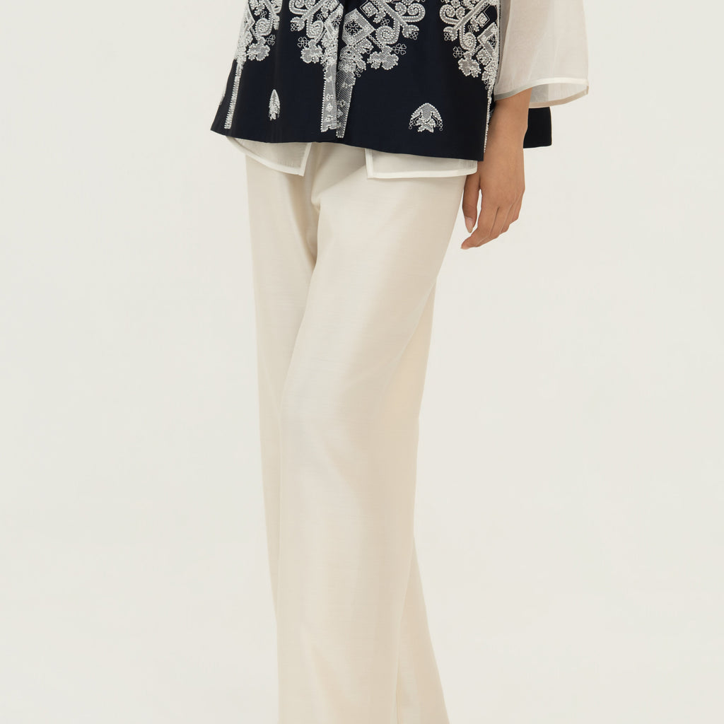 Silk Wool Wide-Leg Pants