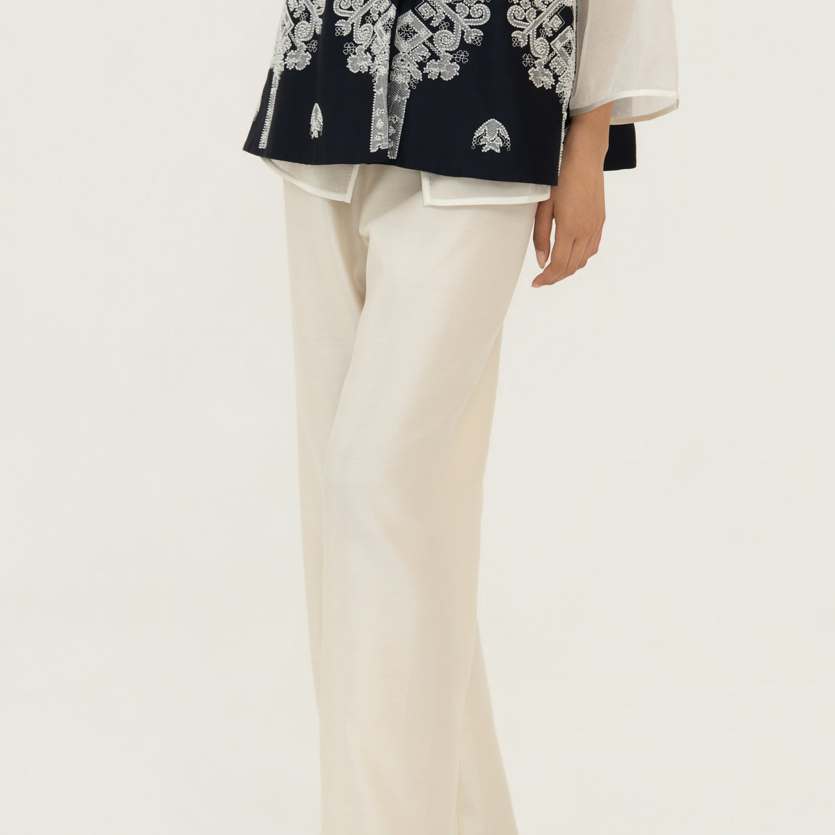 Silk Wool Wide-Leg Pants