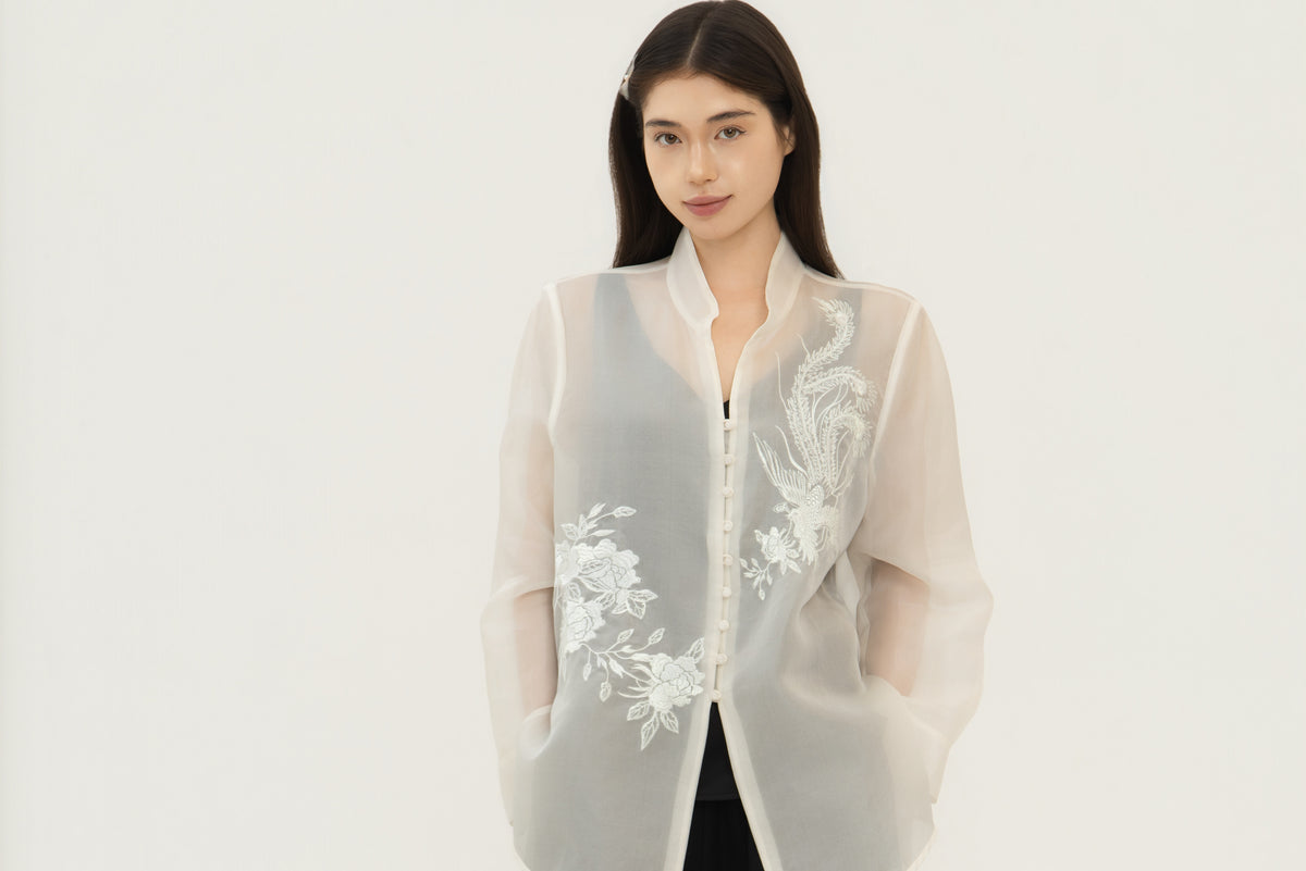 Embroidered Silk Organza Shirt