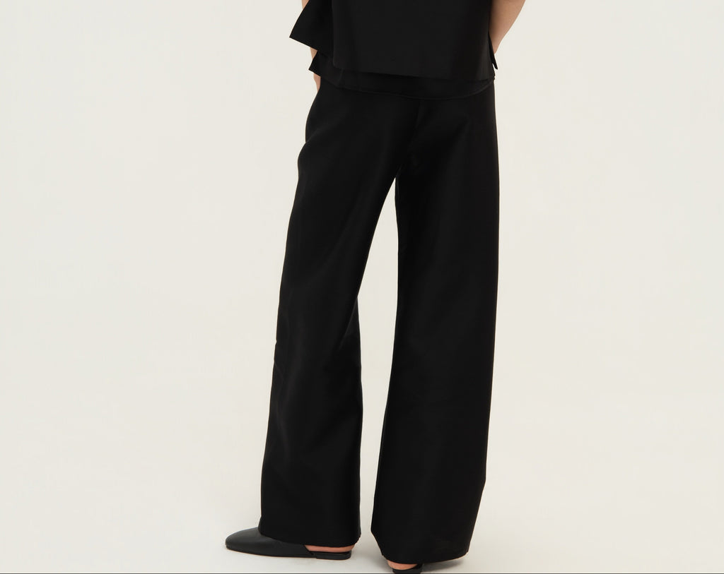 Silk Wool Wide-Leg Pants