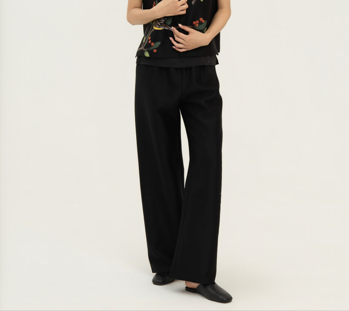 Silk Wool Wide-Leg Pants