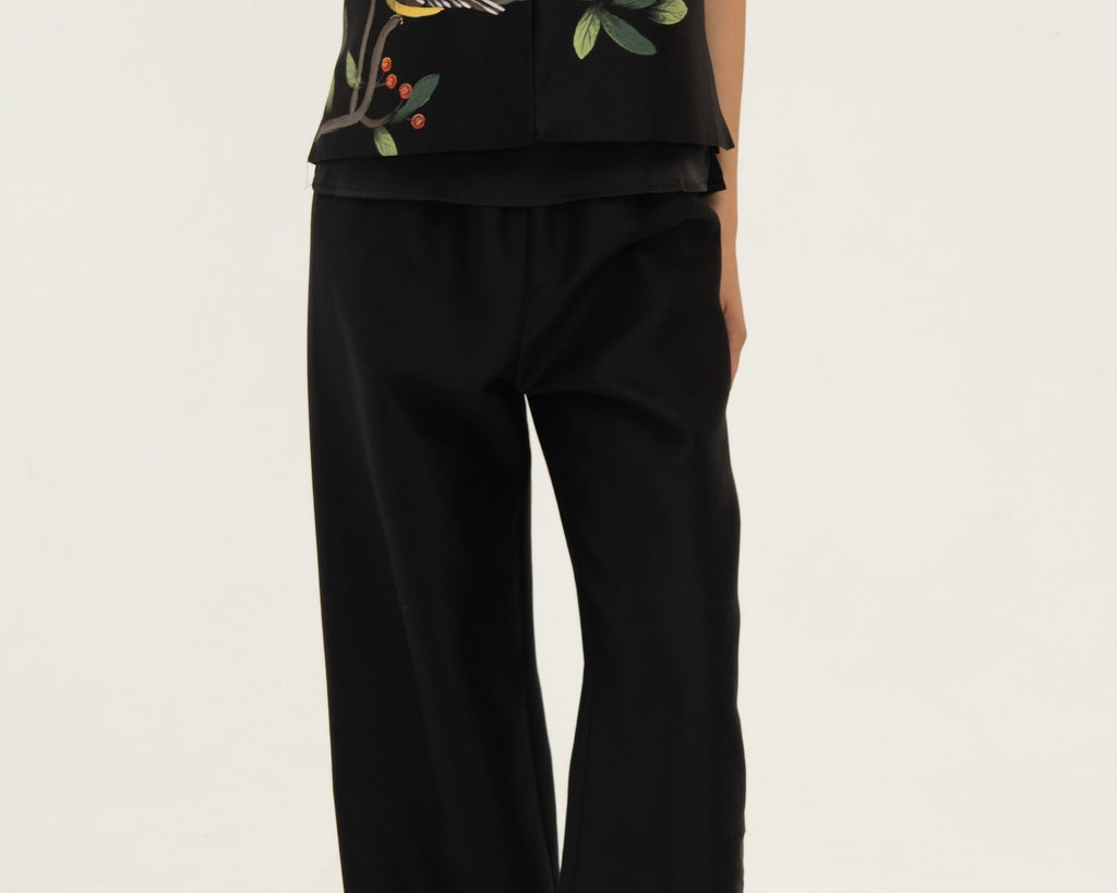 Silk Wool Wide-Leg Pants