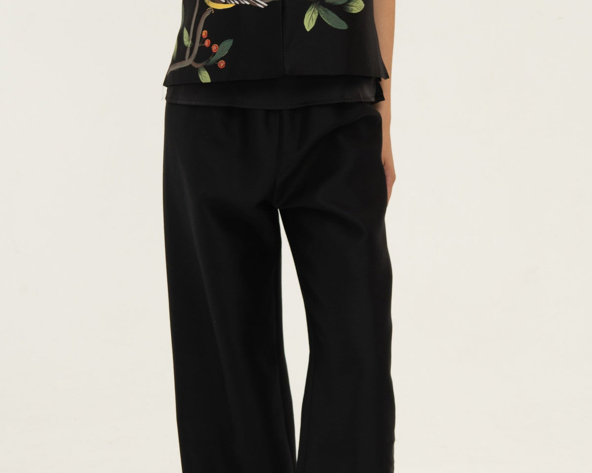 Silk Wool Wide-Leg Pants
