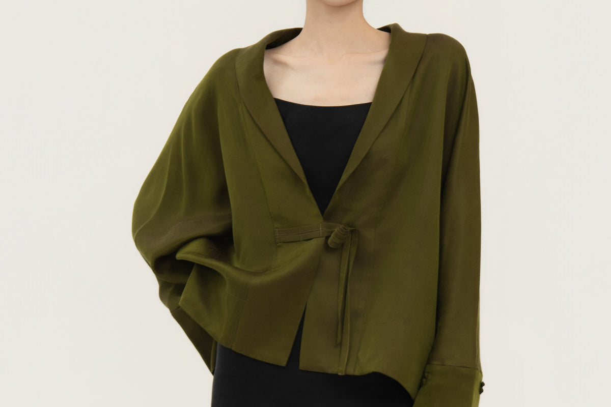 Gambiered Silk Wrap Jacket