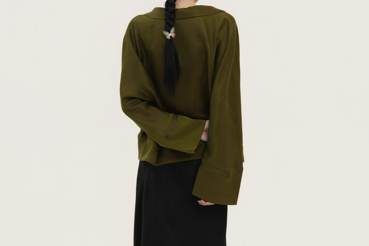 Gambiered Silk Wrap Jacket