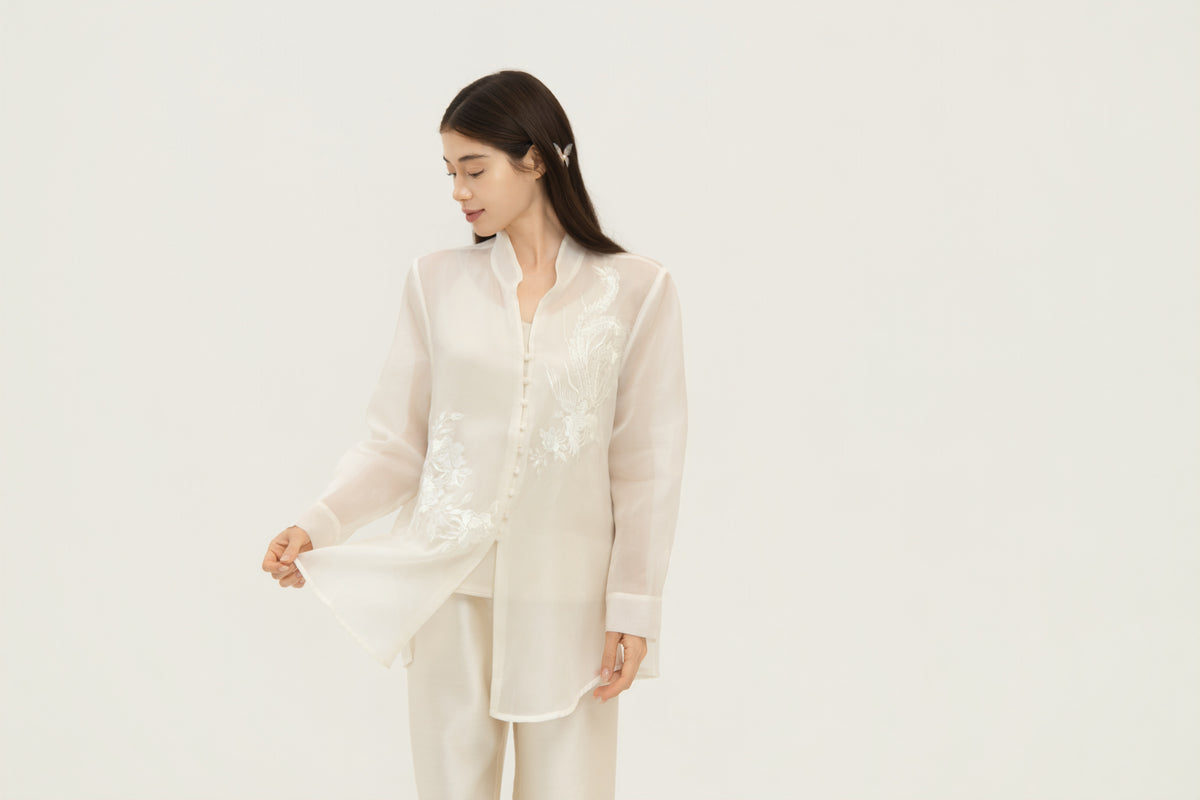 Embroidered Silk Organza Shirt