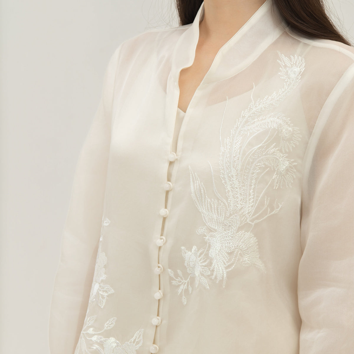 Embroidered Silk Organza Shirt