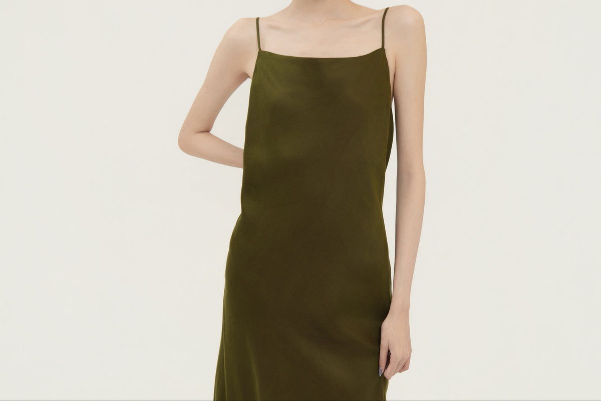 Gambiered Silk Slip Dress
